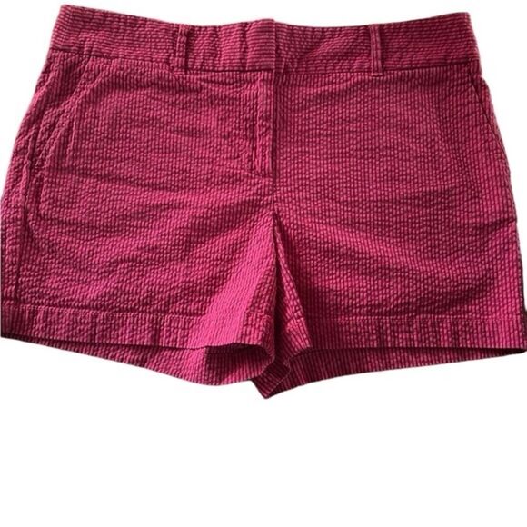 Loft size 6 seersucker dark pink/hot pink shorts with pockets. Like new. - Picture 1 of 7